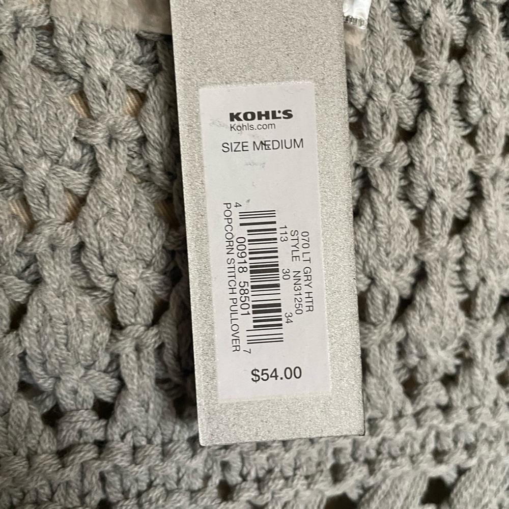 Light Gray Open Stitch Pullover Sweater - Picture 6 of 7